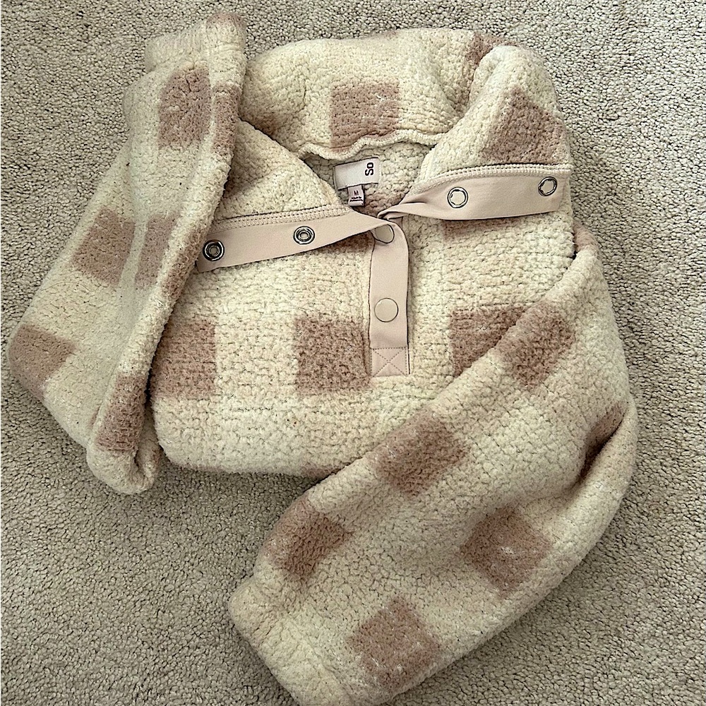 SO Fluffy Plaid Sweater